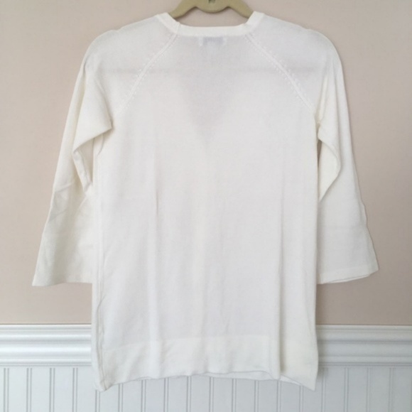 Susan Graver White Knit Beaded Cardigan - Picture 2 of 3